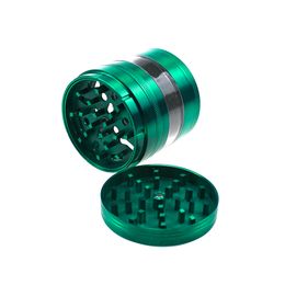 Newest 63mm 5layer window zinc alloy green smoking herb grinder metal tobacco grinder with side clear window