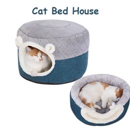 Removable Cat Bed House Soft Plush Kennel Puppy Cushion Small Dogs Cats Nest Winter Warm Sleeping Pet Dog Bed Pet Mat Supplies 2101006