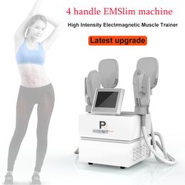 Latest upgrade 4 handles EMslim machine HIEMT body contouring slimming EMS electromagnetic Muscle Stimulation fat burning shaping beauty equipment