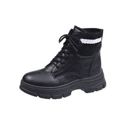 Women Boots Platform Shoes Black White Womens Cool Motorcycle Boot Leather Shoe Trainers Sports Sneakers Size 35-40
