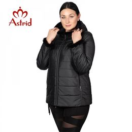 sale Winter jacket female coat short hooded plus size warm Cuffs Hairy women mane clothes Ukraine s AM-2059 211013