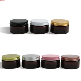 20 x 100g Empty Amber Cream Cosmetic Jar Brown PET Conatiner Silver Black Antique cooper white pink Aluminum Lid Heavy Wallgood