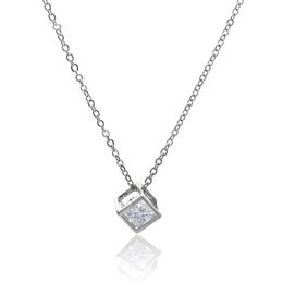 Fashion Chain Crystal Rhinestone Square Pendant Alloy Personalised Necklace Jewellery For Women Party