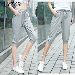 Women's Cotton Summer Pants Casual Loose Harem for Knee Length Breeches s Female Sweatpants 211115