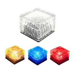Glass Brick Paver Garden Lamps 4 LED, Waterproof Ice Cube Solars lights for Outdoor Path Road Square Yard, Warm White Solar yard light USALIGHT