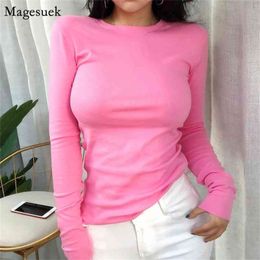 Korean Style Casual Female T-Shirt Knitted Top Solid White Tee Femme Mujer De Moda Spring T Women Poleras 10706 210512