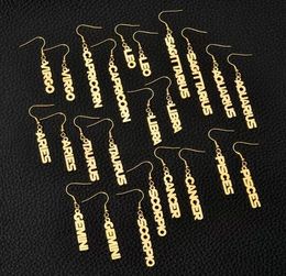 12 Zodiac Dangle Earrings Birthday Gift Gold Plating Constellation Stainless Steel Intial Letter Earring Jewellery for Women girls Xmas gifts wholesale