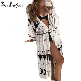 Dress Sarong Cover-up Swimwear Bobe Plage Pareo Beach Cape Tunic Bathing suit ups Saida de Praia Bikini cover up 210319