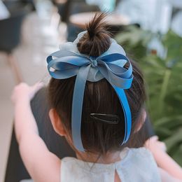 Children's Bowknot Hair Ring Girl's Sweet All-match Hair Band French Large Intestine Ring Solid Colour Tie Hair Rope