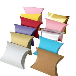 Gift Wrap 50pcs/lot Pillow Shape Candy Box Bag Packaging Wedding Party Favour Kraft Paper Boxes Home Christmas Supply