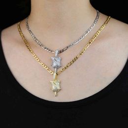 2020 New Fashion 41 + 5Cm 2 Colours Iced Out Flower Pendant Necklace Paved White Cz Dainty Jewellery For Women Wedding Gift X0509