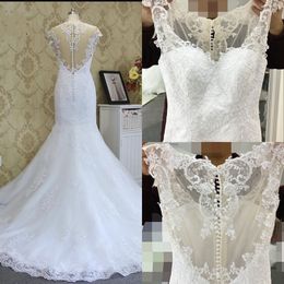 2022 Classic Mermaid Wedding Dresses Cap Short Sleeve Lace Applique Sweetheart Plus Size Trumpet Bridal Dress Vestidos De Novia