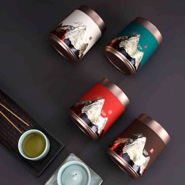 Colourful chinese caddies ceramic Organiser set cylinder packaging tea box chest caixa para cha home storage BF50TC