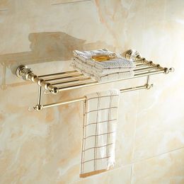 Towel Racks Brass Gold Crystal Rack Bathroom Accessories Set Rail 24inch Wall Hanging Shlef YL2021