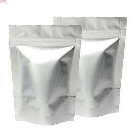 Matte silver 14cmx20cm Reclosable Stand Up Packaging Pouches Various sizes Aluminium Foil Zip Lock Food Storage Bag 100pcsgoods