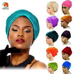 -Tissu HQT02 Haute Quantity Quantité Inde Musulman Casquettes Pour Party Wedding Headrap African Turbo Turban Turban Turbing Head Wrap Femmes Headtie1