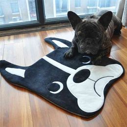 56X40cm Cartoon Bulldog Plush Floor Mat Stuffed Dog Animals Toy Play Ground for Baby Pets Birthday Gift 210728