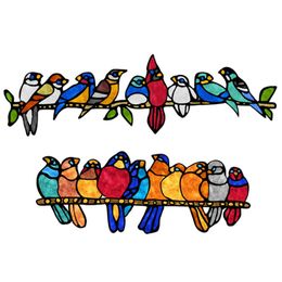 cute car window stickers UK - Window Stickers Stain Glass Hangings Bird Wall Home Decor Cute 3D Car Decals Living Room Decorations