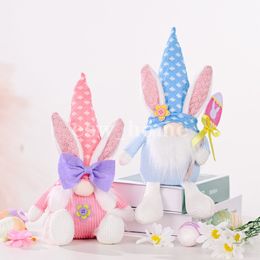 Party Supplies Easter Decorations Bunny Rabbit Doll Gnome Faceless Plush Bowknot Dolls Ornaments Home Decor Kids Gifts