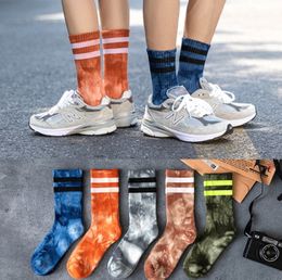 Cotton Skate Socks Men Women Sock Knee-high Funny Cycling Running Hiking Tie Dye Sox harajuku hip hop happy socks