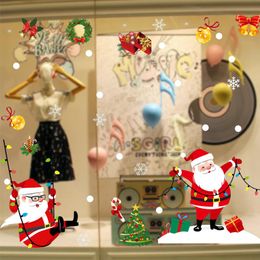 Window Stickers Christmas Sticker Santa Claus Elk Pattern Home Xmas Decoration Year Glass Wallpaper Party Decor