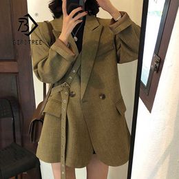 Autumn Single Breasted Blazers Full Sleeve Pocket Solid Women Coats Loose Korean Tops Outerwear C08118R 210930