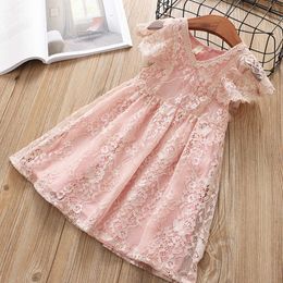 Girls Fairy Dresses Summer Princess Dress Elegant Lace Embroidery Costumes Party Children Clothing For 3 4 5 6 7 8 Years Kids Q0716