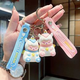 Cartoon Soft Rubber Mianyang Doll Keychain Bag Ornaments Car Accessories Silicone Soft Belt Key Chain G1019