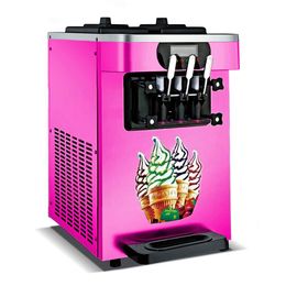 Commercial Ice Cream Making Machine Stainless Steel Two Colours Three Flavors Sweet Cone Soft Ice Cream Maker