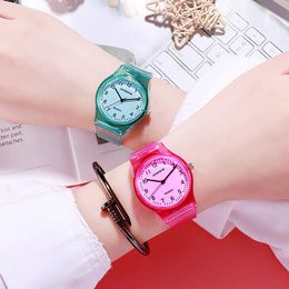 Wristwatches Transparent Simple Soft Silicone Women Watch Junior High School Student Clock Girsl Watches For Kids Children Gifts L298w