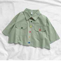 HWLZLTZHT Student short-sleeved shirt female summer young girl Loose Harajuku BF short sleeve Crop Top 210531