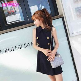 LDYRWQY Summer Korean slimming double breasted vintage fashion sexy socialite dress Polyester Office Lady 210416