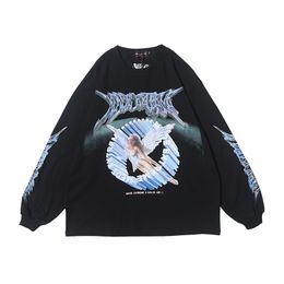 Hip Hop Long Sleeve T Shirt 3D Angel Printed Fashion Streetwear Cotton Unisex T Shirt Korean Japan Casual Harajuku Style Tops 210409