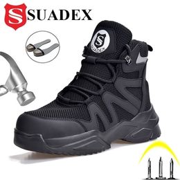 SUADEX Indestructible Steel Toe Boots for Men Safety Shoes Anti-Smashing Work Breathable Boot EUR Size 37-48 211217