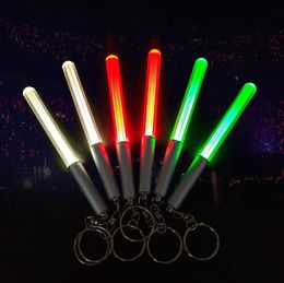 LED Flashlight Stick Keychain Mini Torch Aluminum Key Chain Party Supplies KeyRing Durable Glow Pen Magic Wand Stick Lightsaber