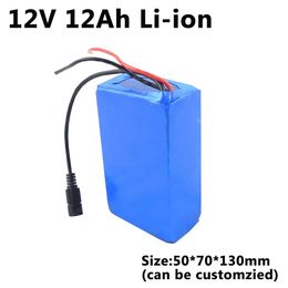 Lithium 12v 12ah lithium battery 12000mah li ion battery pack dc portable for 100w backup power cctv battery + Charger