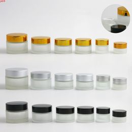 360 x 5g 10g 15g 20g 30g 50g Glass Cream Container Frost Jar with Gold Silver Black Cap Transparent Cosmetic Case