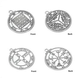 10Pcs/Set DIY Wicca Jewelry Making Mix Pentacle of Jupiter/Saturn Charms Talisman Key of Solomon Seal Pendant Kabbalah Pagan 2PCS