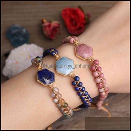 Charm Bracelets Jewellery Zooying Wholal Polygonal Rhodochrosite Amethyst Hand Wired Natural Stone Bracelet Drop Delivery 2021 0Epmc