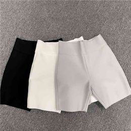 10 Colors Bandage Shorts White Black Grey Bandage Short Pants High Waist Top Quality Rayon Vintage Vestios 210625