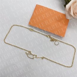 Women Letter Pendant Necklaces Luxury Gold Plated Necklace Thin Chain Daily Wear Jewellery