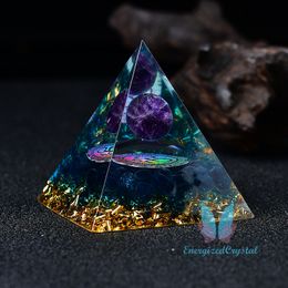 Magic Orgonite Pyramid Amethyst Crystal Sphere with Blue Quartz Cristal