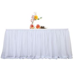 Salia de mesa de tule branca de 6 pés de 6 pés para retângulo redondo round bufle tutu tonelada de mesa de casamento