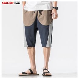 Sinicism Store Men Summer Patchwork Shorts Mens 2021 Knee Length Casual Sweatpants Male Chinese Style Beach Oversize1