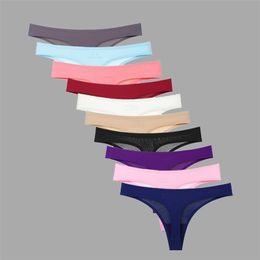 5 Pcs / Lot Arrival Sexy Lingerie Seamles Low Rise G String Nylon Thongs M L XL XXL 0220 210730