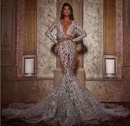 Evening dress Yousef aljasmi Zuhair murad Myriam fares V-Neck White Lace Tassel Mermaid Long sleeve Kim kardashian Kylie jenner