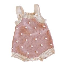 born Boys Girls Romper Knitted Rompers Handmade wool ball Sleeveless Jumpsuit One-piece Outfits Baby Clothes 0-24 month 210417
