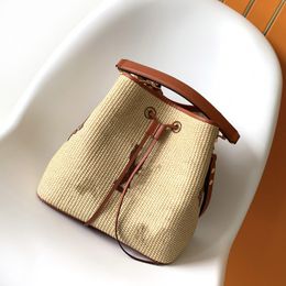 Women Luxurys Designers Bags 2022 Fashion Black Leopard large capacity shoulder bag Raffia backpack