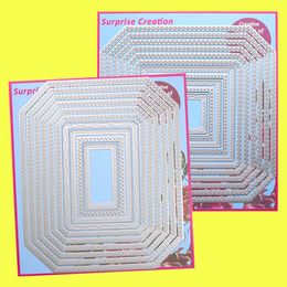 2-Set Large Cutting Dies Polygon Rectangle & Square Scrapbook Cardmaking Paper Craft DIY Metal Stencil Surprise Creation 210702