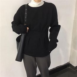 Loose Women Waist-Controlled Chic Autumn Wool Slim Solid Brief Pullovers Gentle Simple Knitted Sweaters 210421